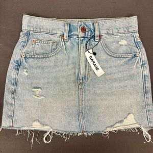 Garage Light Wash Denim Mini Skirt XS NWT